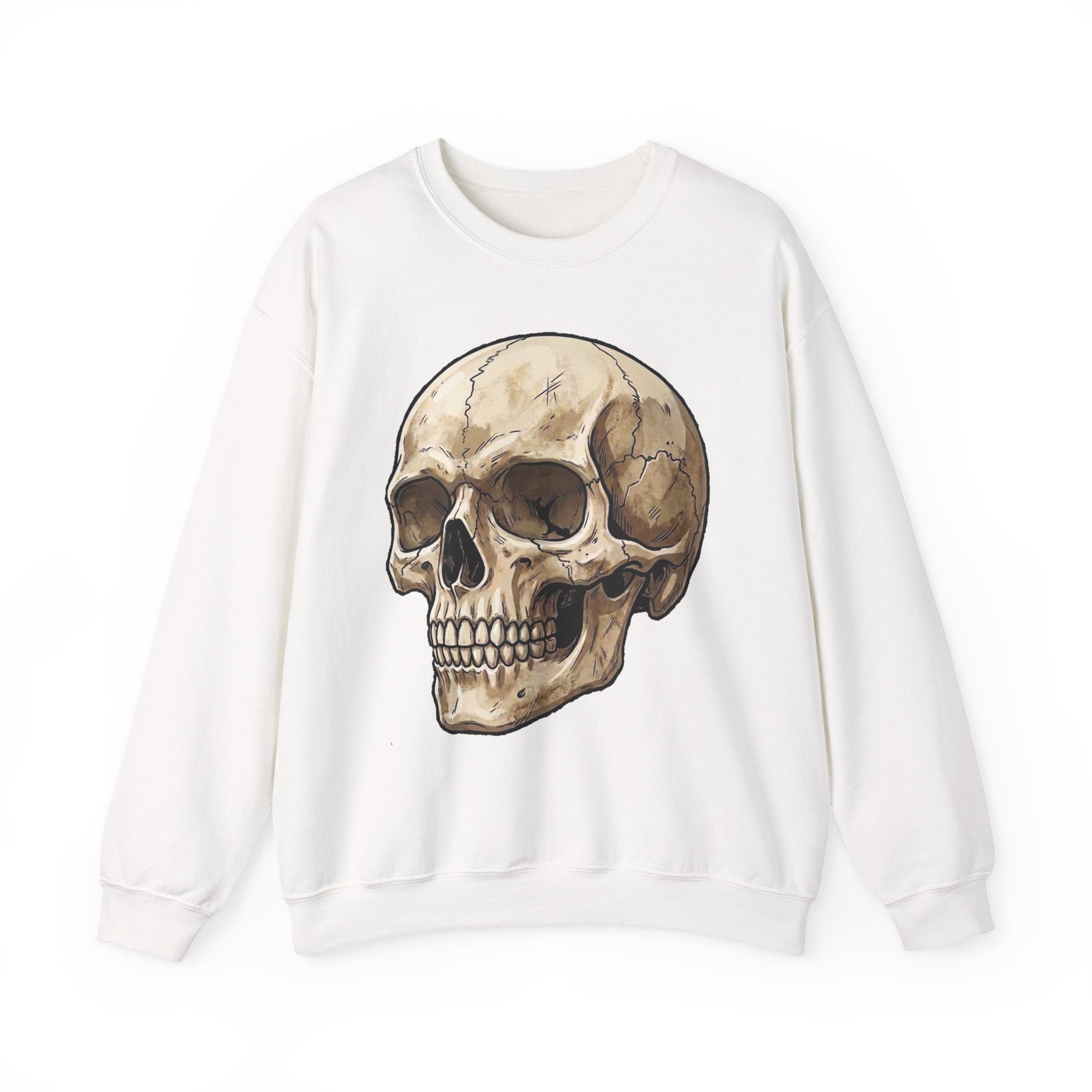 Skull Art Crewneck Sweatshirt — Vintage Anatomical Skull Graphic