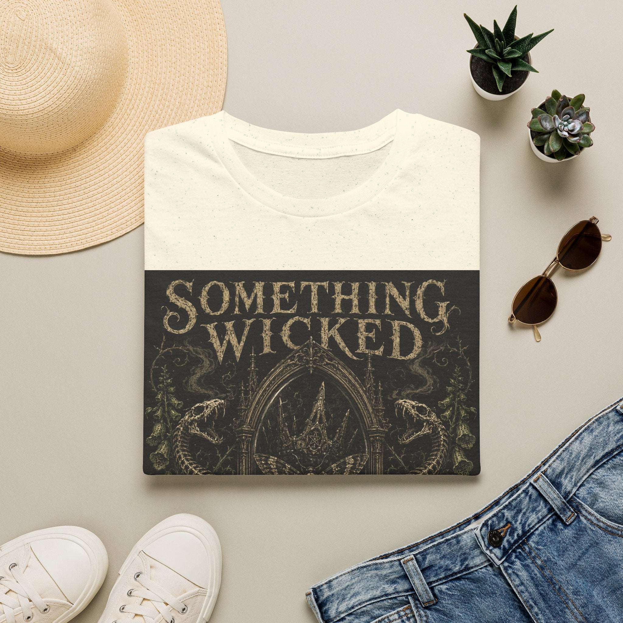 T-Shirt — "Something Wicked Remains" Gothic Skull Vintage Graphic