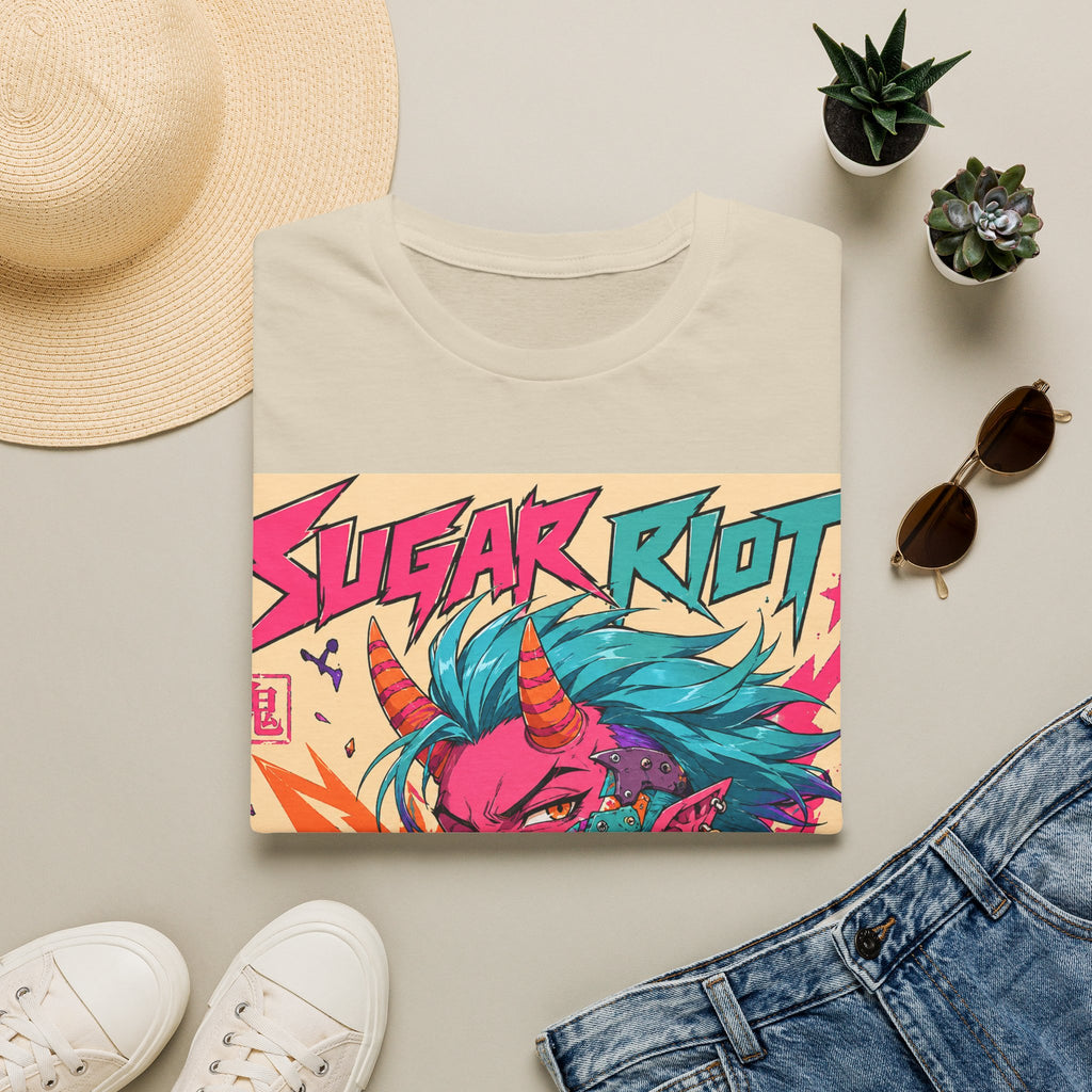 Sugar Riot T‑Shirt — Colorful Punk Unicorn Candy Skull Graphic Tee