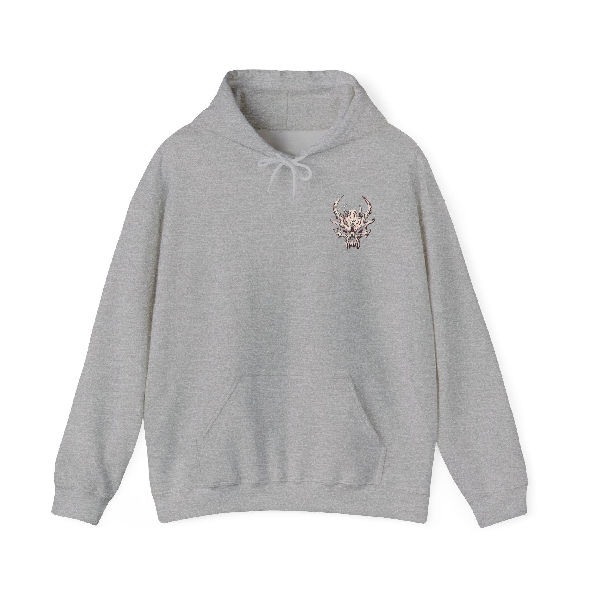 Skull Flame Chest Hoodie — Gothic Streetwear Pullover