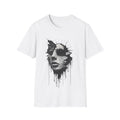 Abstract Shattered Face T-Shirt — Monochrome Drip Art Tee