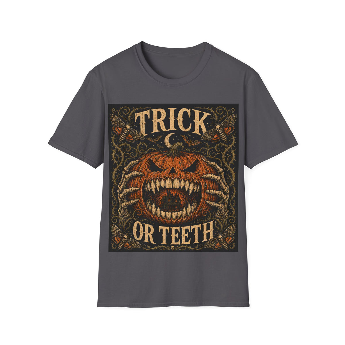 Halloween 'Trick or Teeth' T-Shirt — Vintage Scary Pumpkin Graphic