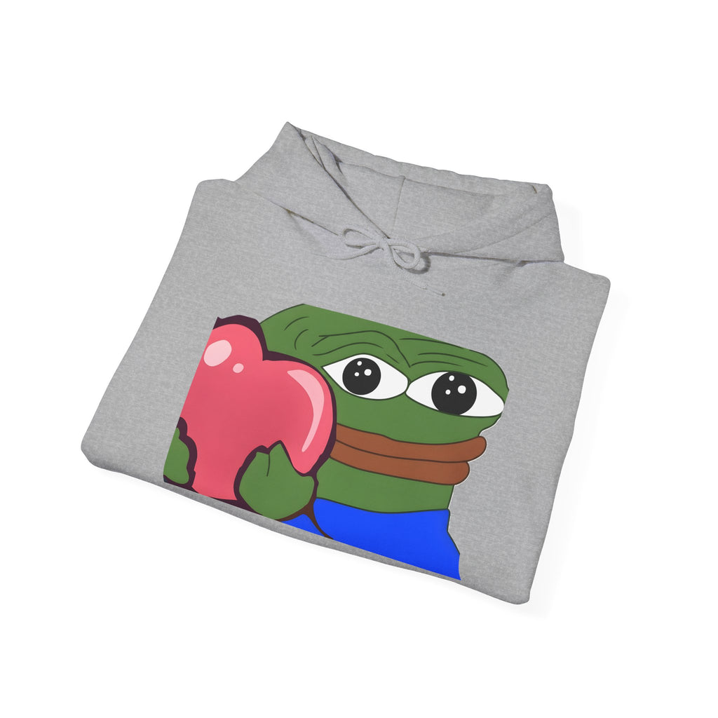 Pepe Heart Hoodie — Cute Pepe Holding Heart Graphic Pullover