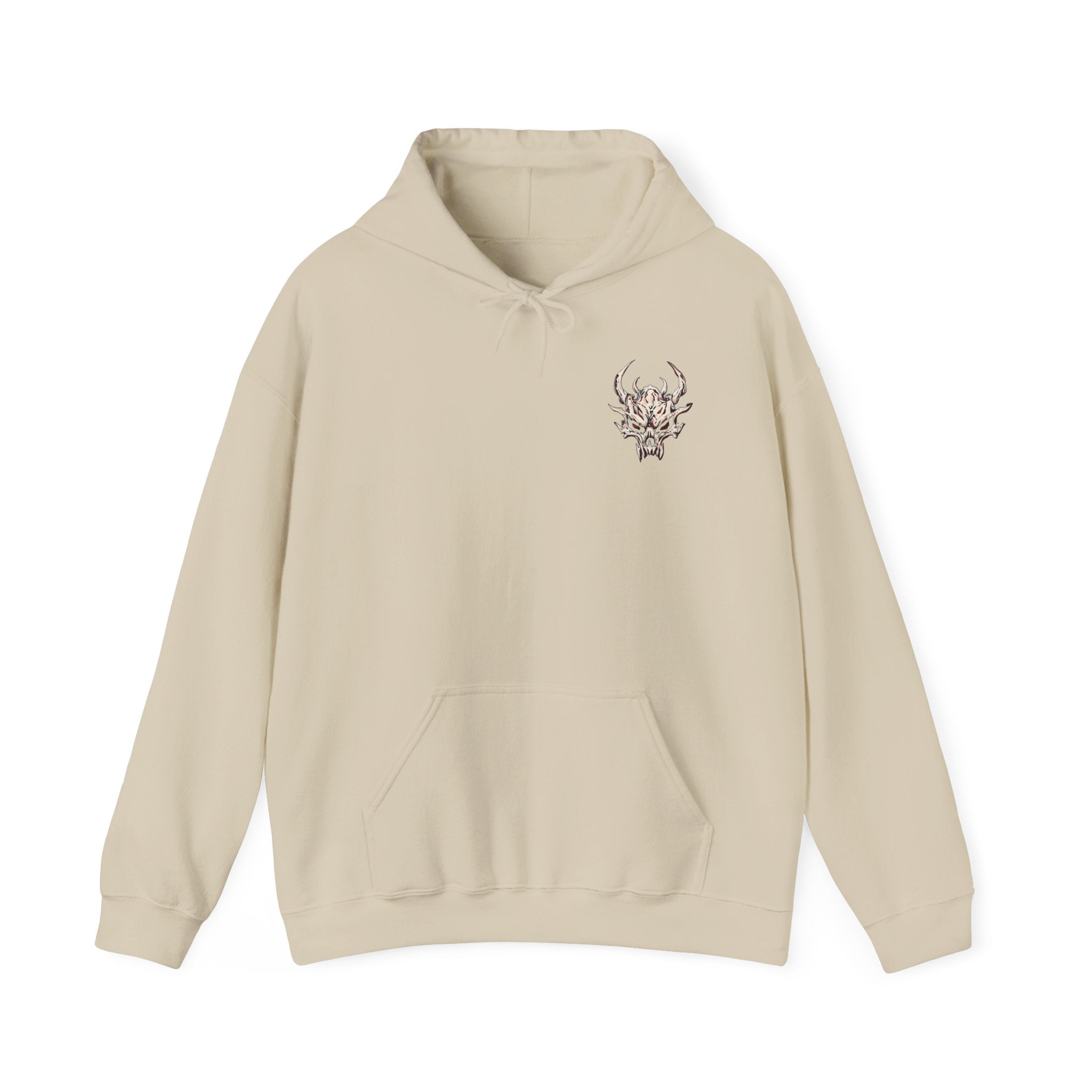 Skull Flame Chest Hoodie — Gothic Streetwear Pullover