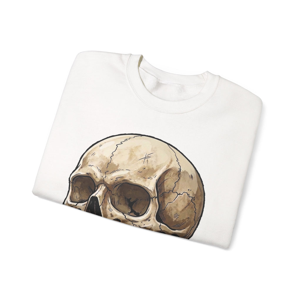 Skull Art Crewneck Sweatshirt — Vintage Anatomical Skull Graphic