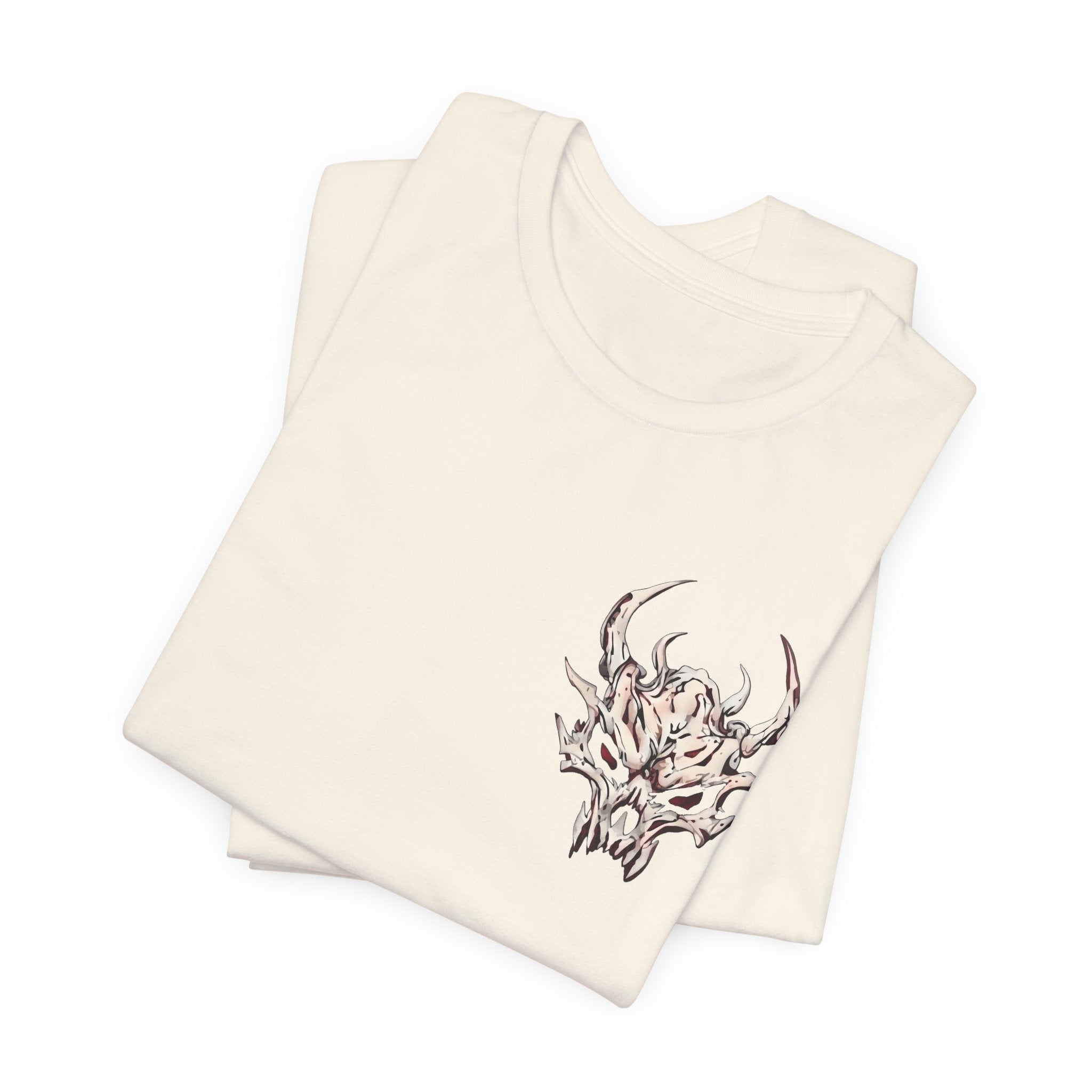 Demon Skull Chest Tee — Gothic Horned Skull T-Shirt