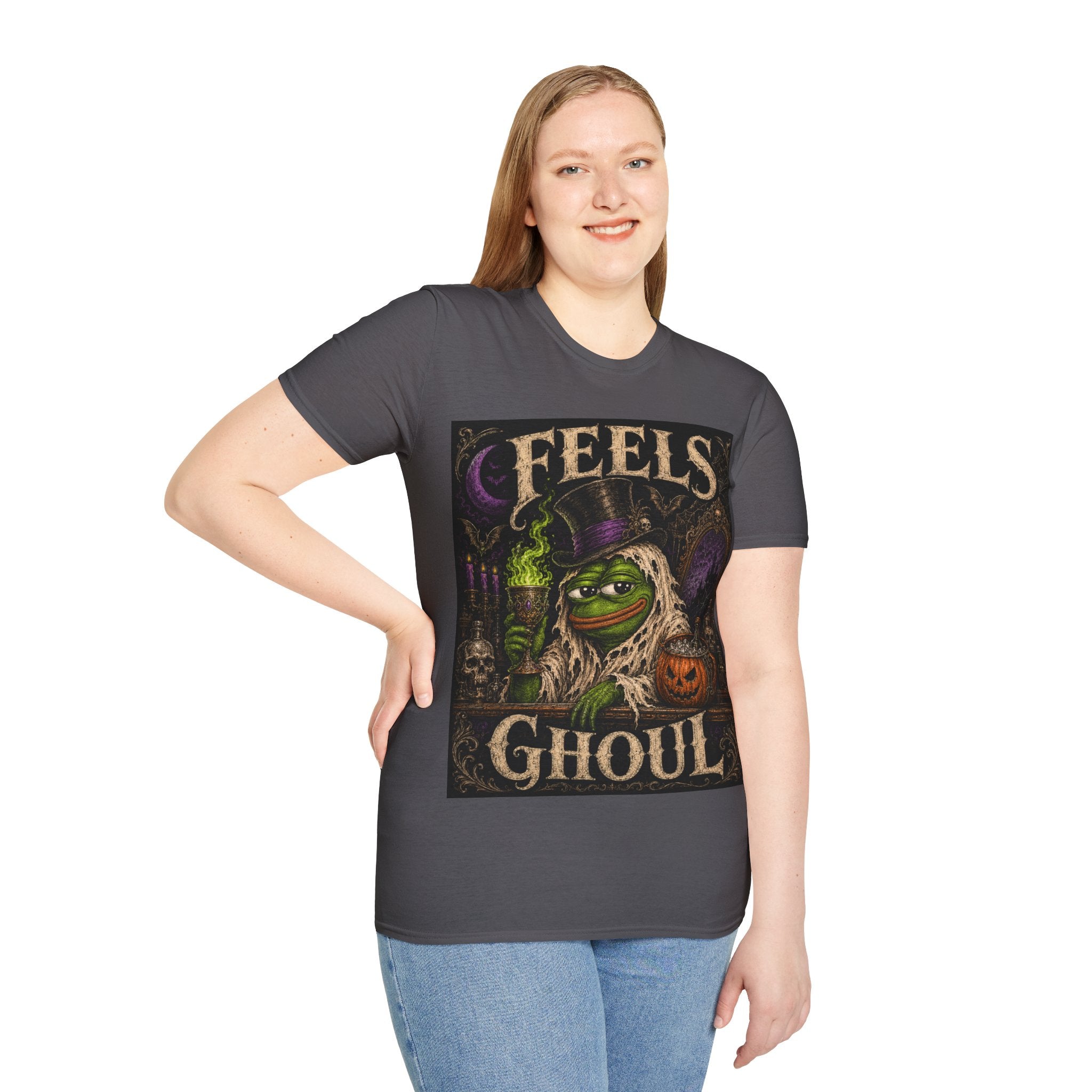 Feels Ghoul Halloween T‑Shirt — Spooky Witch Pepe Graphic