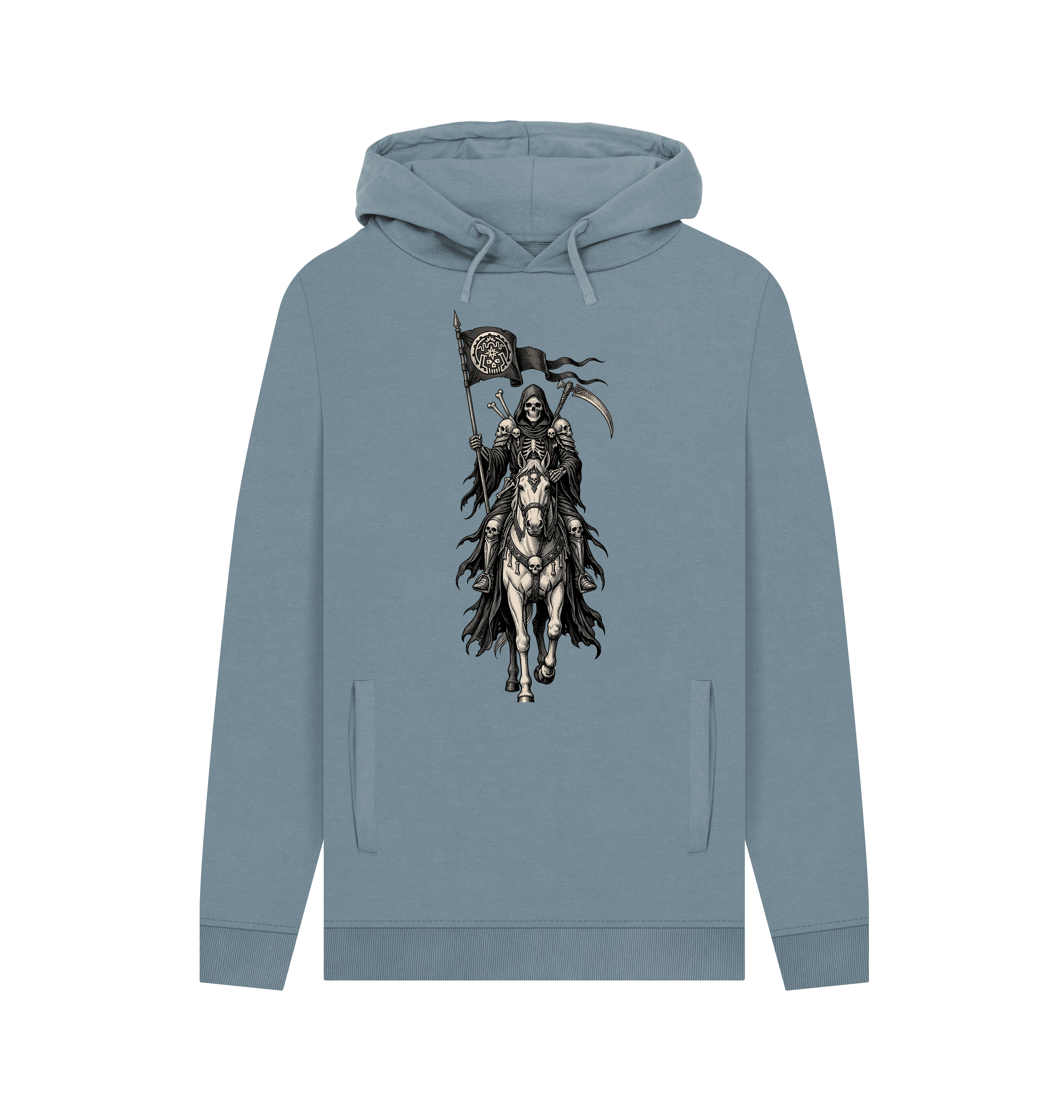Stone Blue Printed Hoody Front