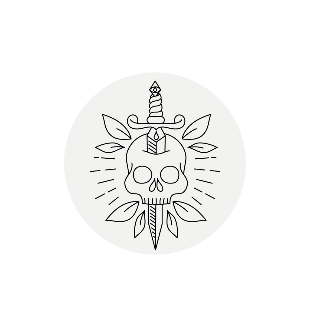 White Printed Circle Sticker Front