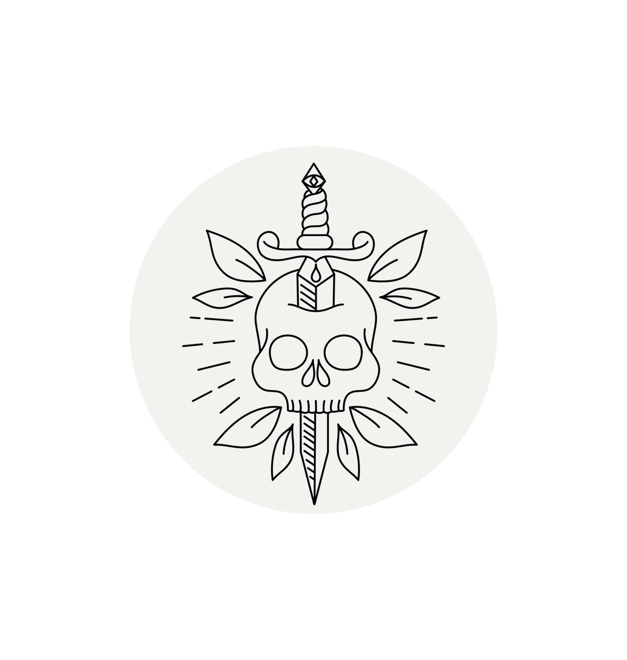 White Printed Circle Sticker Front