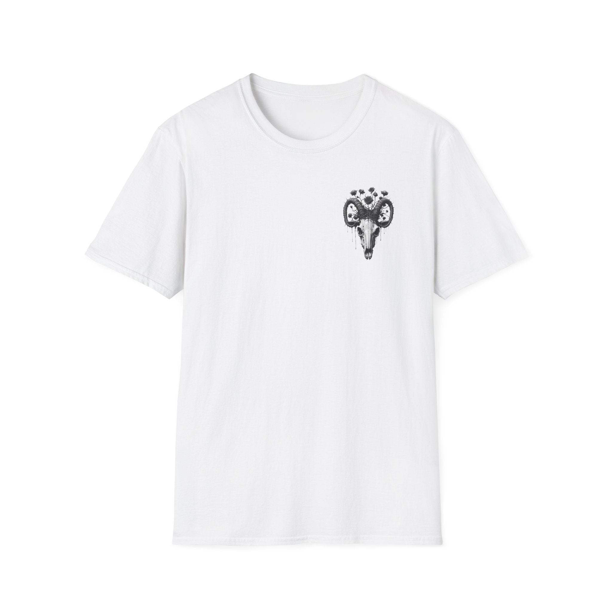 Ram Skull Floral T-Shirt — Gothic Boho Graphic Tee