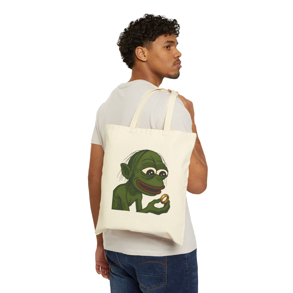 Canvas Tote Bag — Whimsical Frog Holding Ring Illustration
