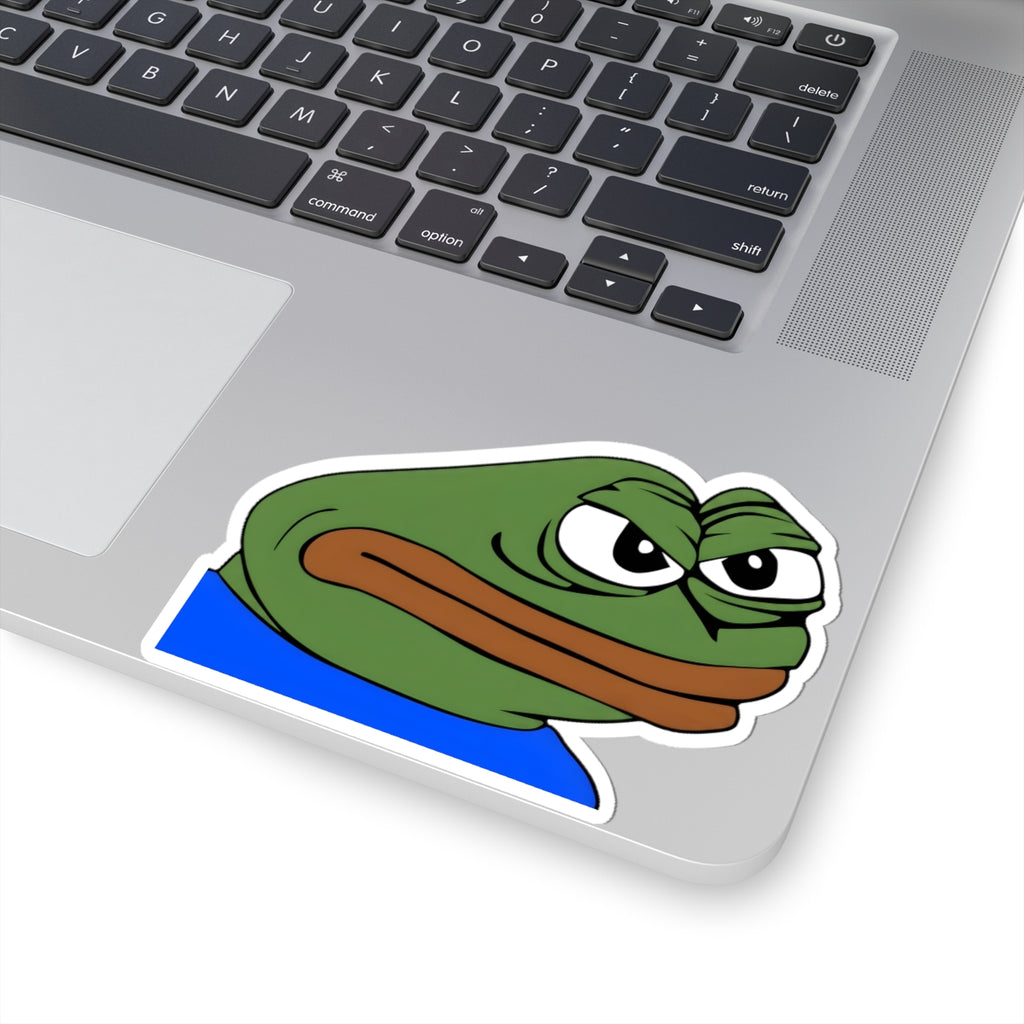 Pepe Frog Sticker — Grumpy Meme Kiss-Cut Vinyl Laptop Decal
