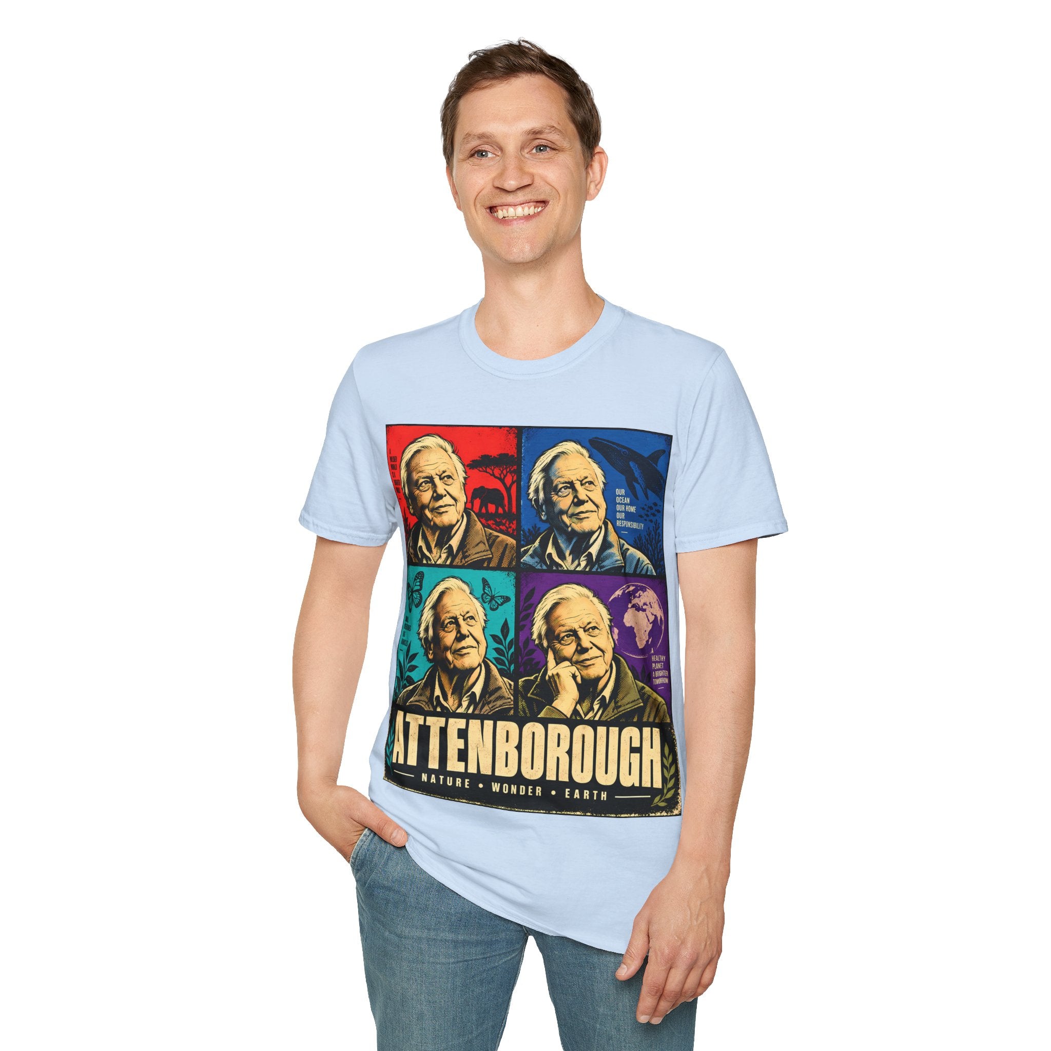 David Attenborough Pop Art T-Shirt — Vintage Wildlife Conservation Tee
