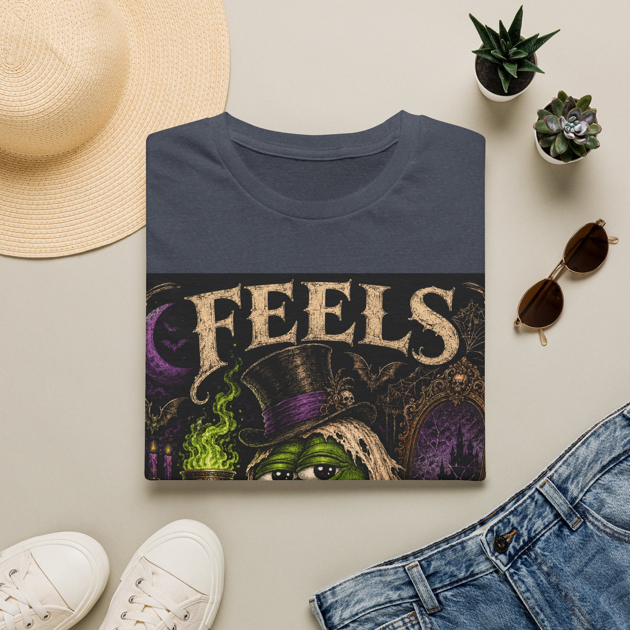 Feels Ghoul Halloween T‑Shirt — Spooky Witch Pepe Graphic