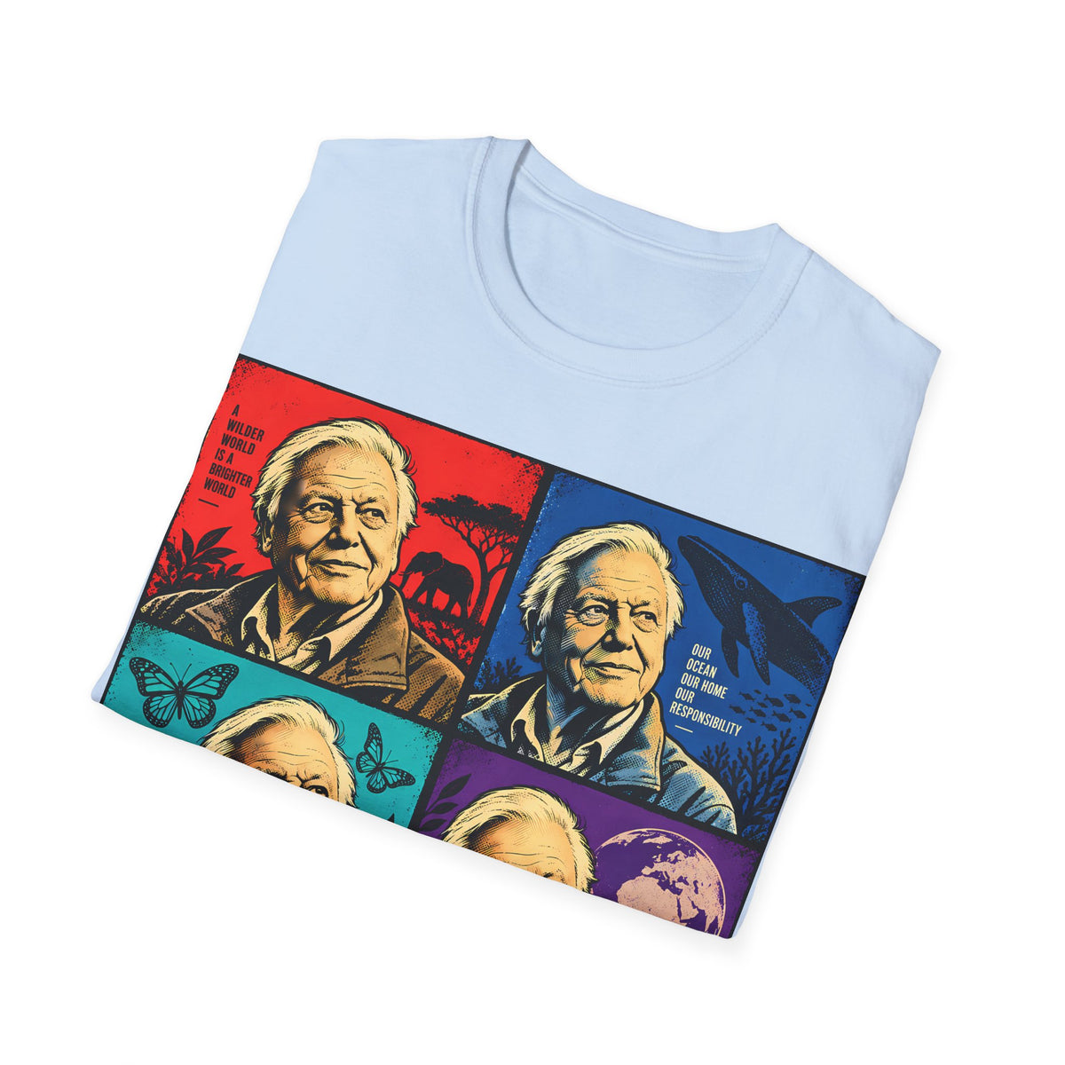 David Attenborough Pop Art T-Shirt — Vintage Wildlife Conservation Tee