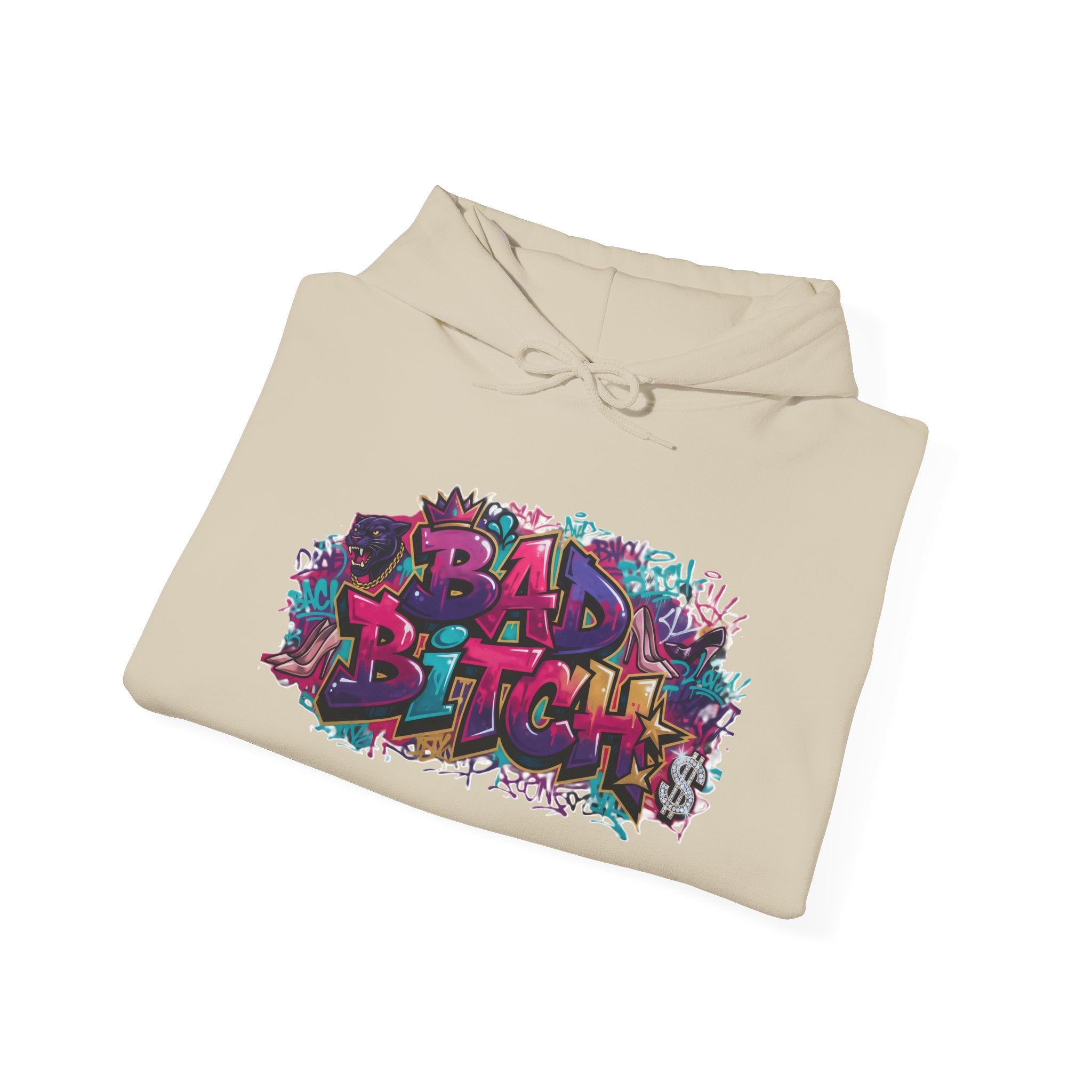 Hoodie — Colorful ‘Bad Bitch’ Graffiti Pullover