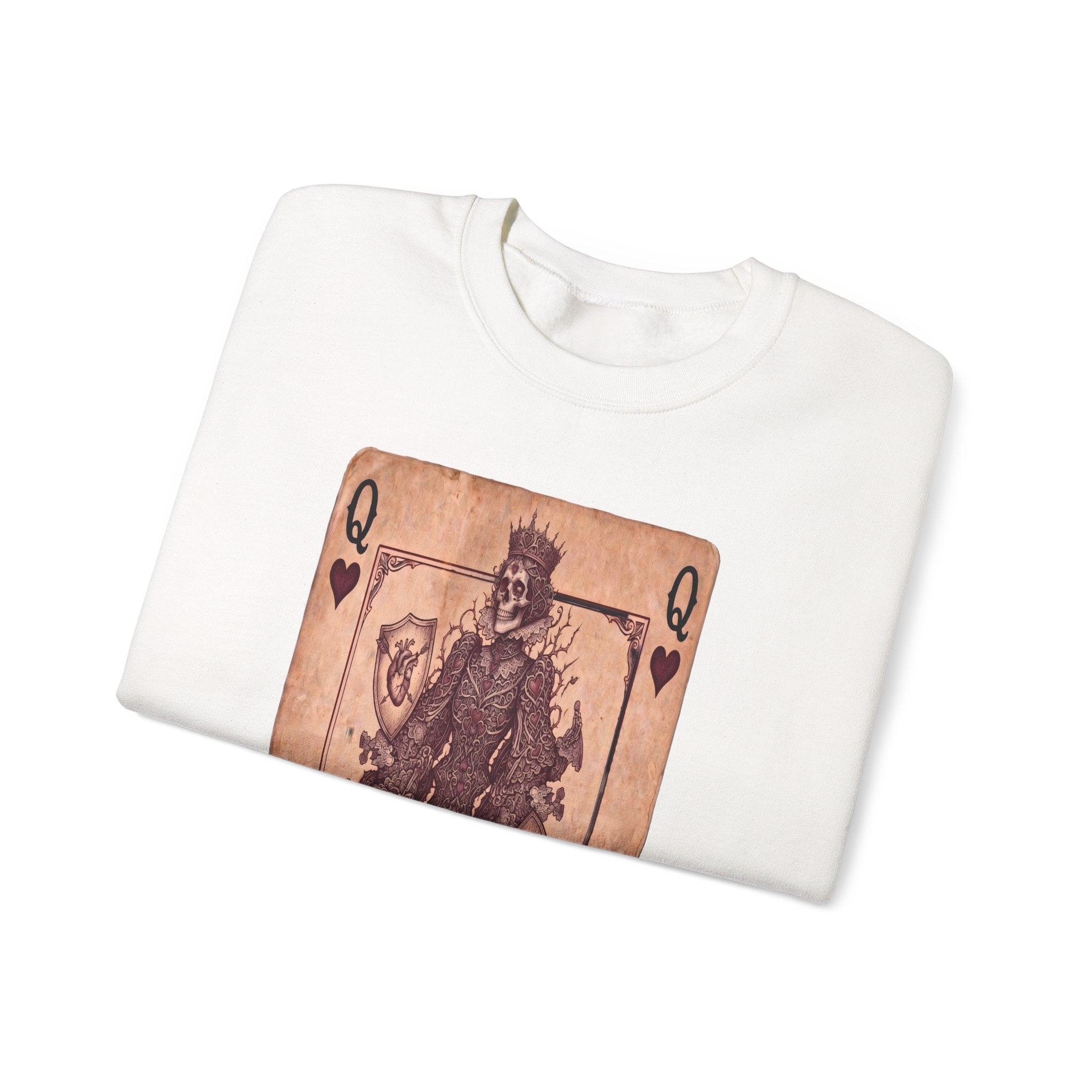 Queen of Hearts Playing Card Sweatshirt — Vintage Gothic Card Graphic