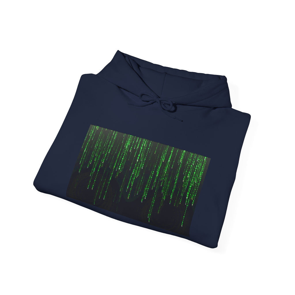 Matrix Code Hoodie — Green Digital Rain Graphic Sweatshirt