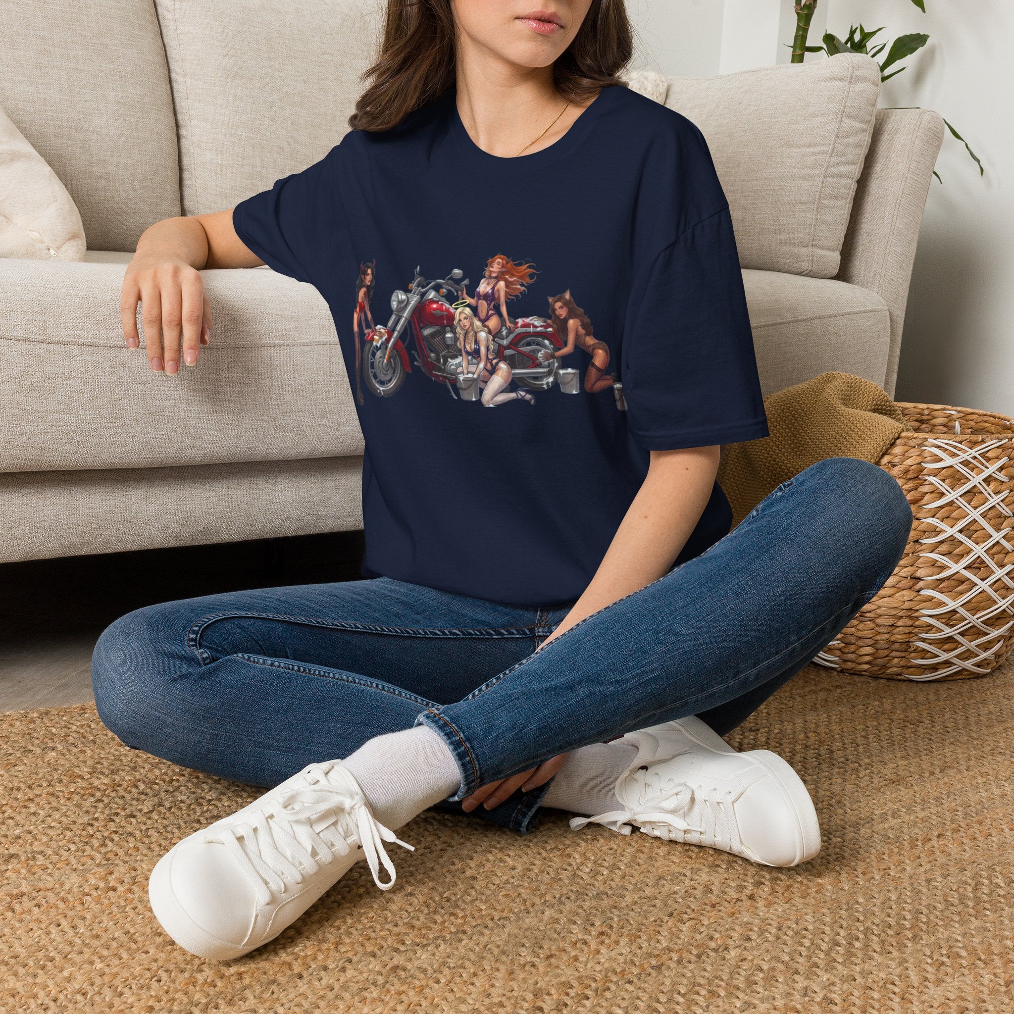 Biker Pinup T-Shirt — Vintage Motorcycle Pinup Girls Tee