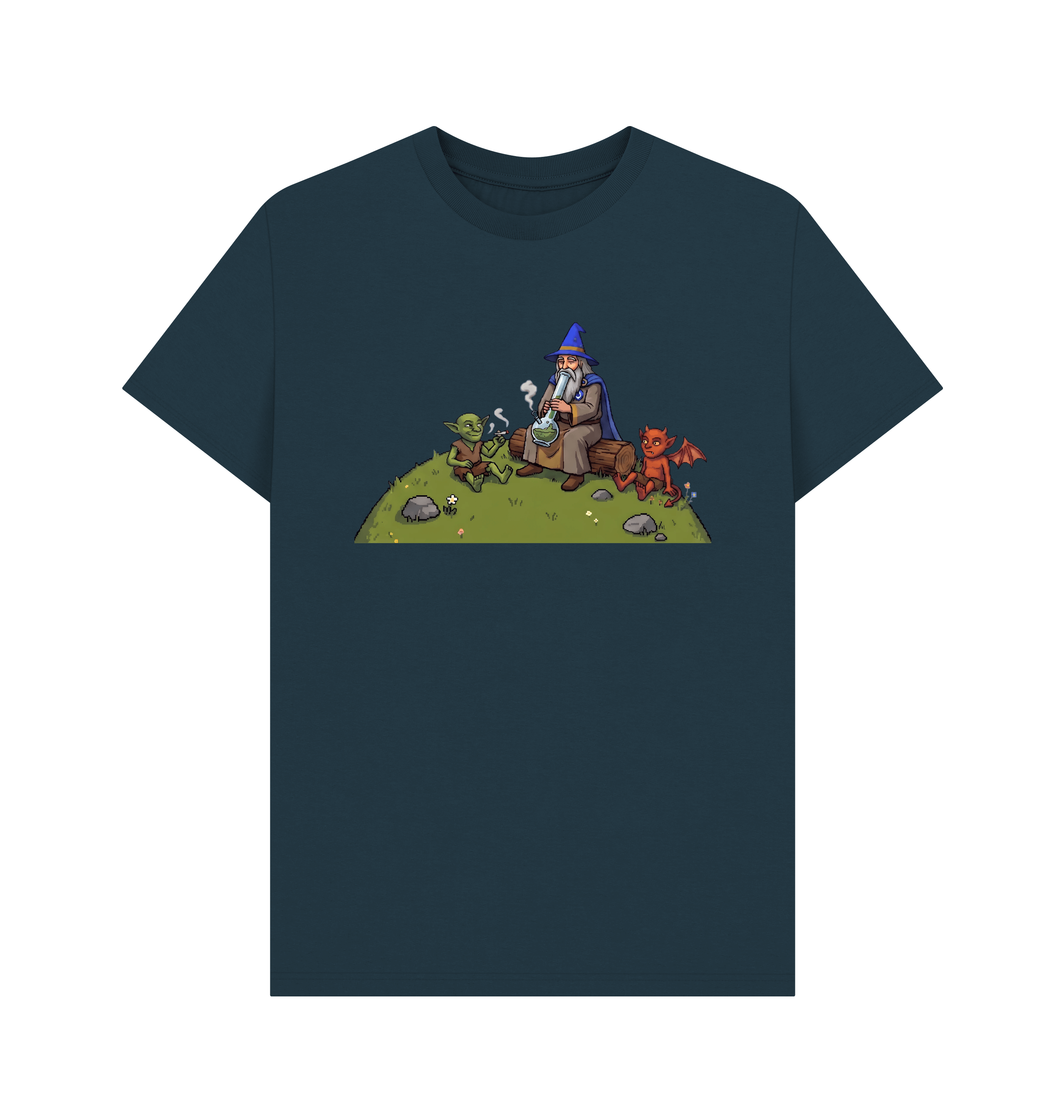 Denim Blue Printed T-shirt Front