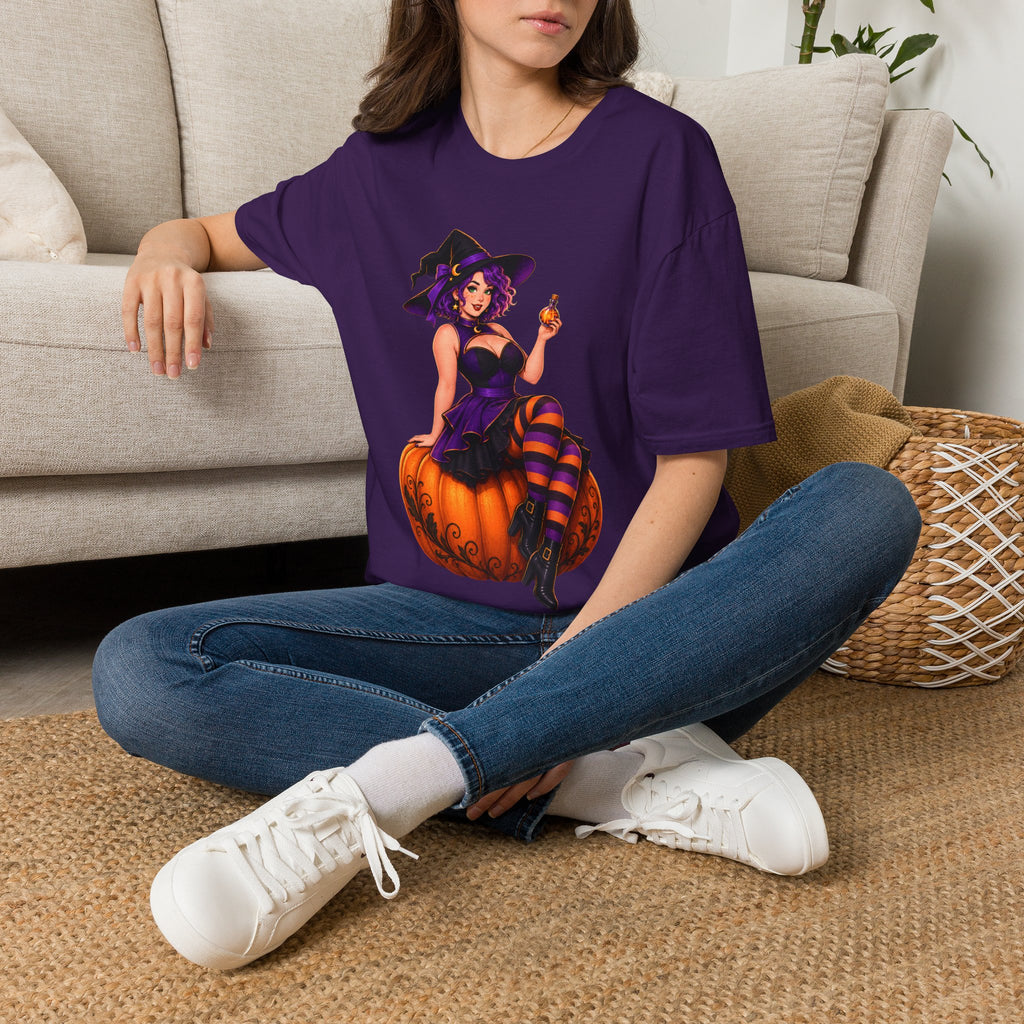 Witchy Halloween Pumpkin Witch T‑Shirt