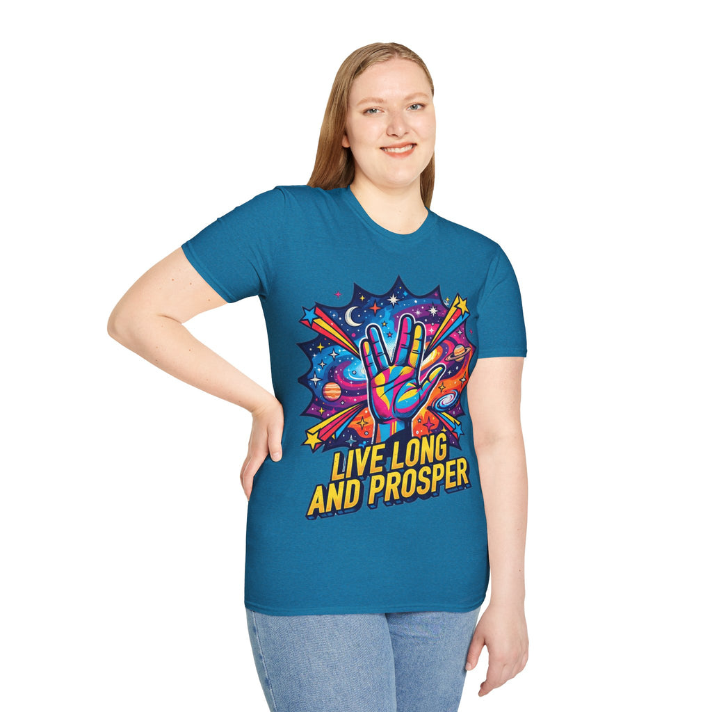 Live Long and Prosper T-Shirt — Colorful Space Vulcan Salute Tee