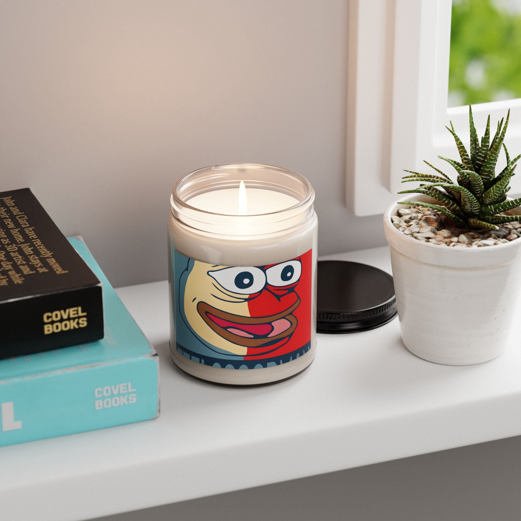 Soy Candle — Humorous Cartoon Frog Pop Art Jar (9 oz)