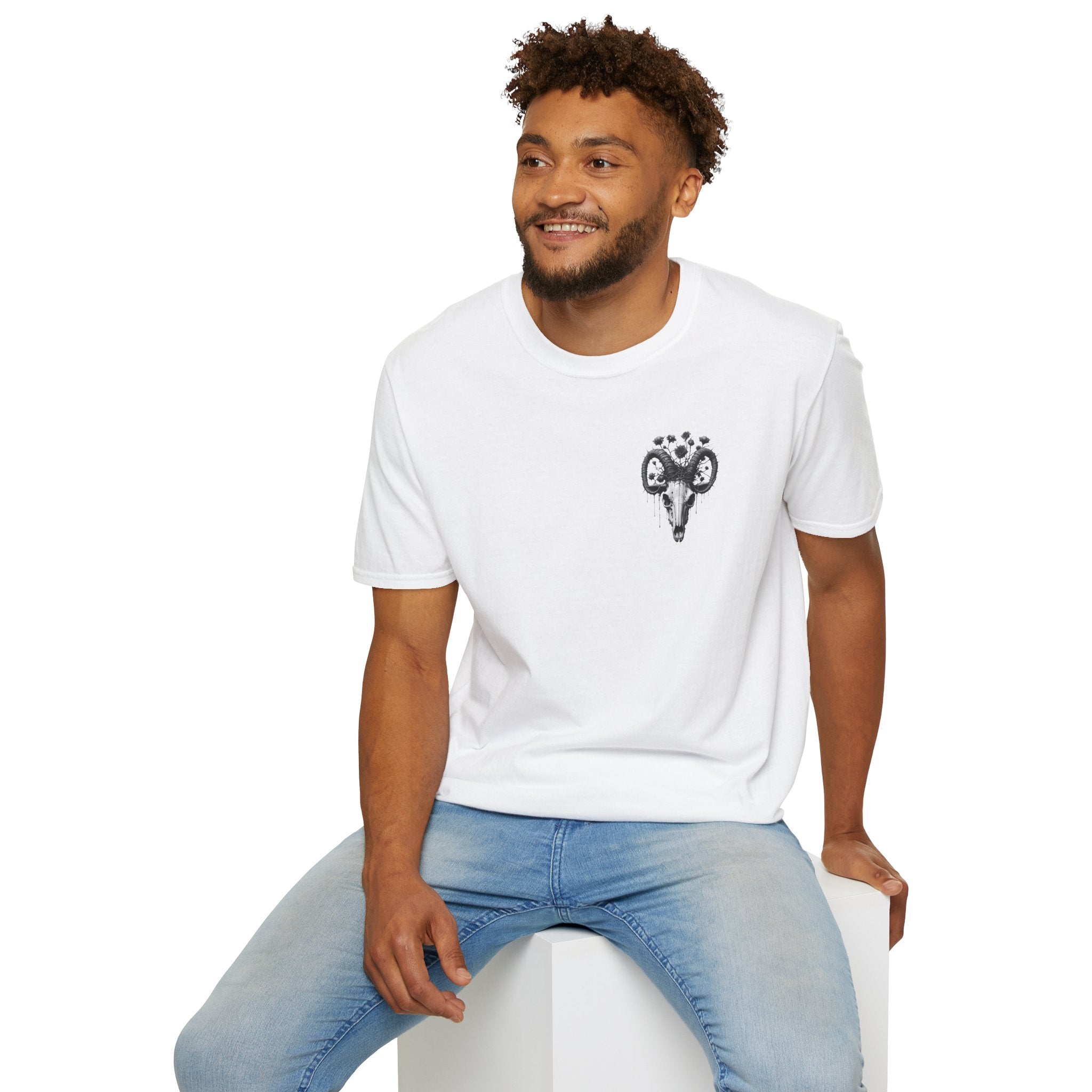 Ram Skull Floral T-Shirt — Gothic Boho Graphic Tee