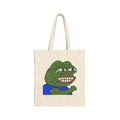 Canvas Tote Bag — Smirking Cartoon Frog Graphic