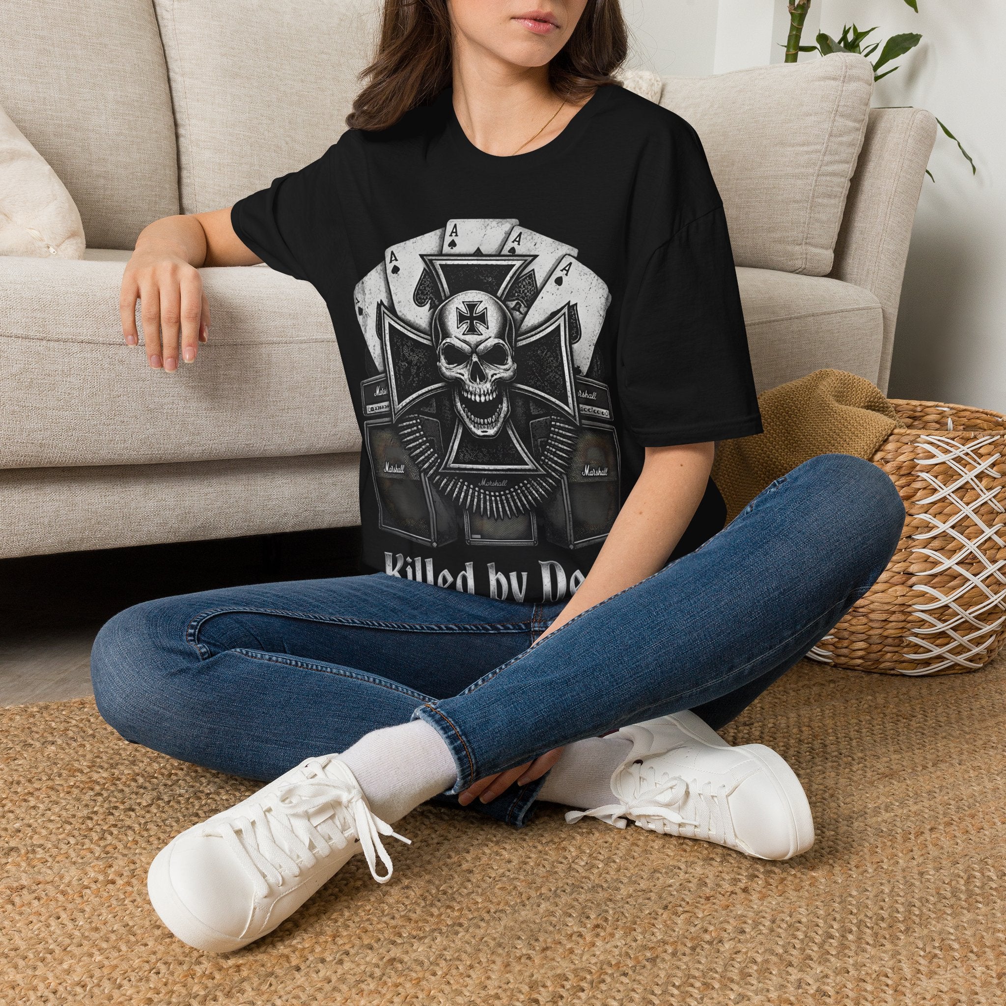 Killed by Death Motorhead Inspired Ace Cards T‑Shirt - ' Vintage Gothic Tee