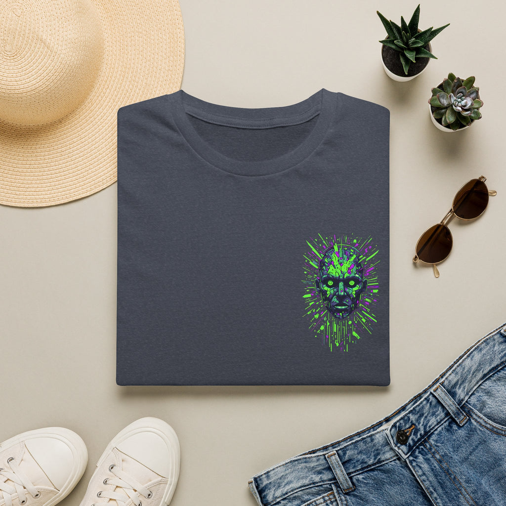 Neon Cyber Skull T-Shirt — Glowing Green Sci‑Fi Graphic Tee