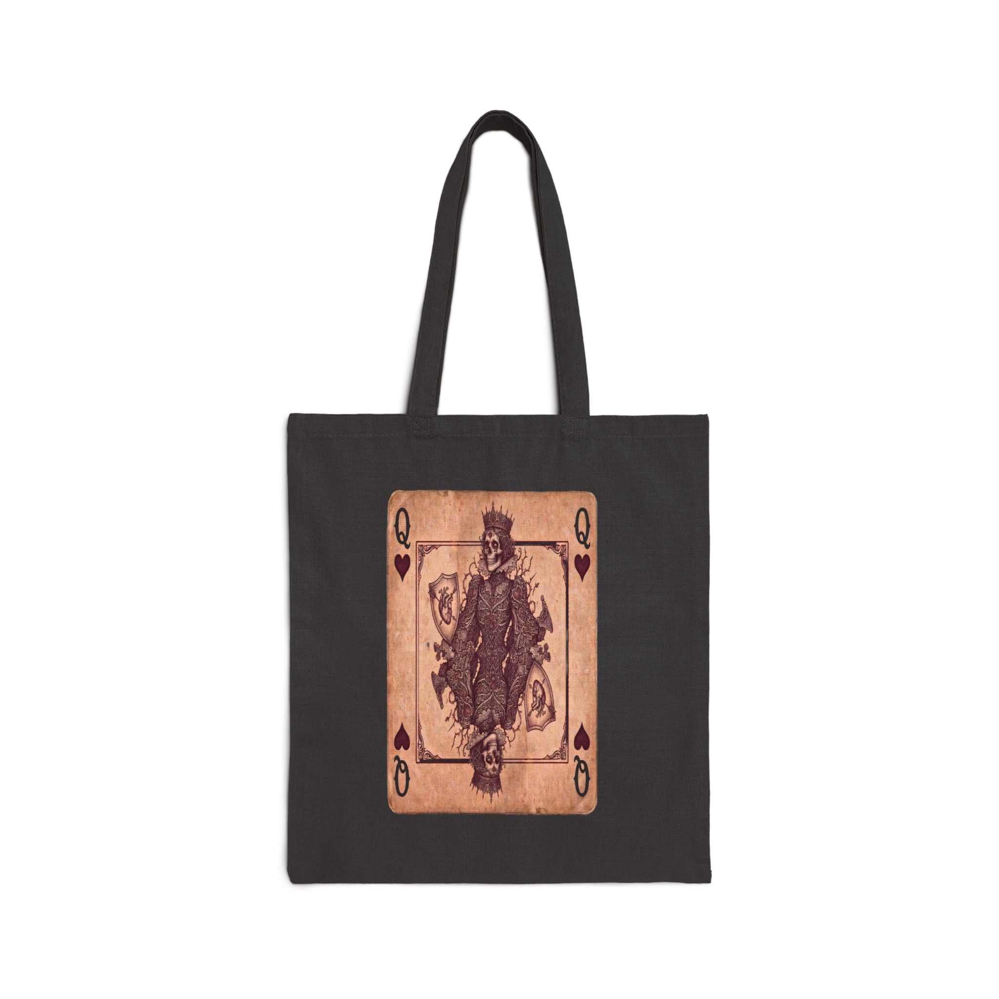 Vintage Playing Card Tote Bag — Queen of Hearts Canvas Tote