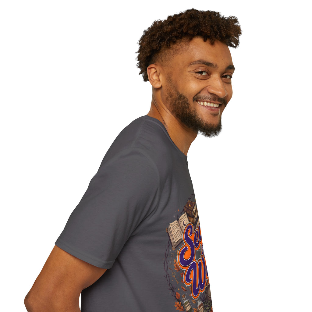 Season of the Witch Halloween T-Shirt — Pumpkin, Witch Hat & Spellbook Tee