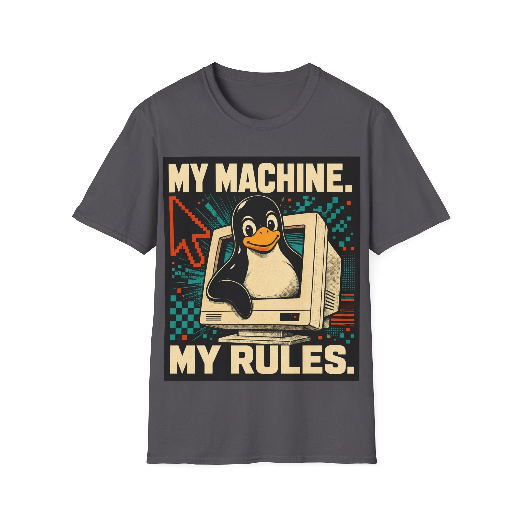 Retro Tux Penguin Tee — "My Machine, My Rules" Vintage Computer T-Shirt