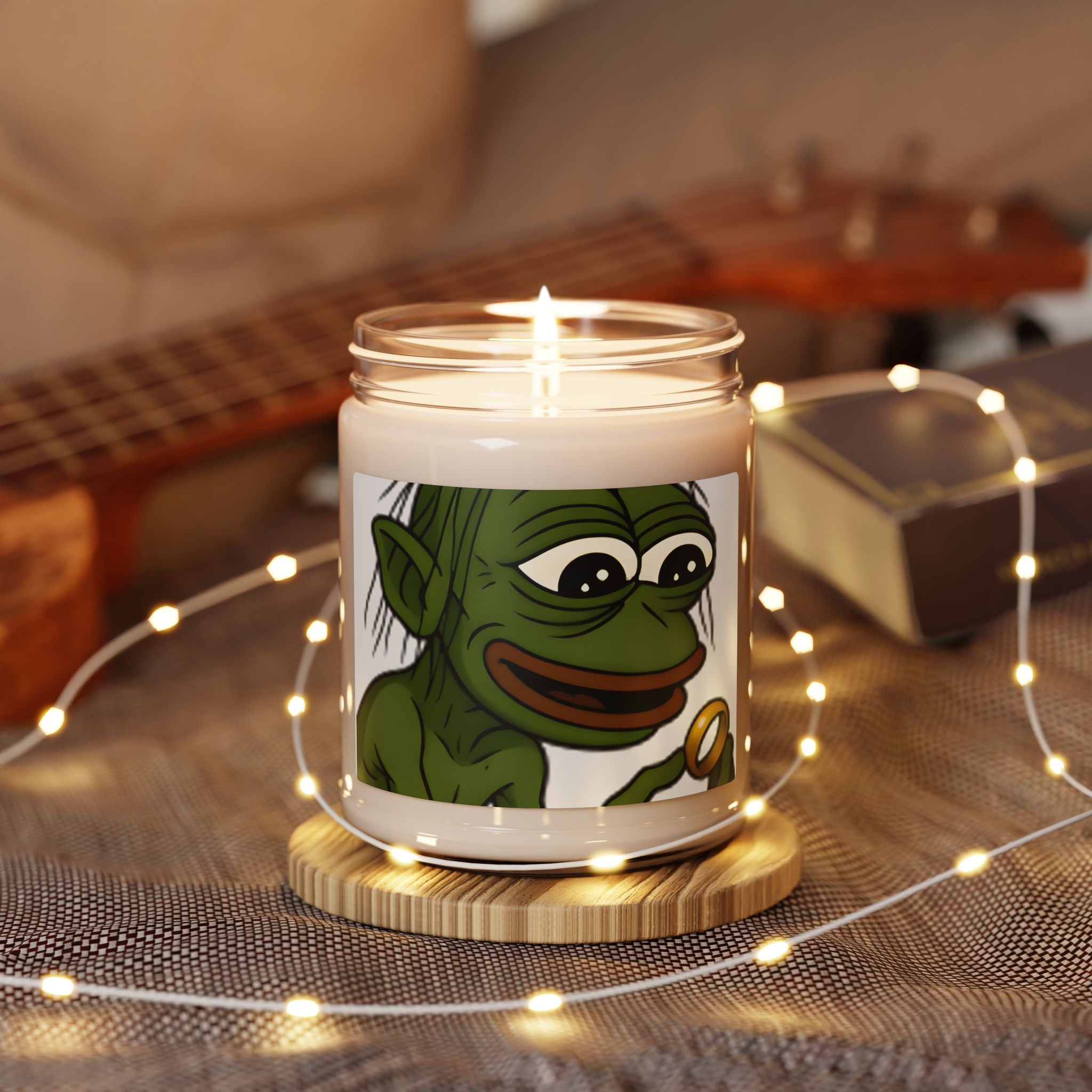 Soy Candle — Whimsical Green Creature Illustration (9 oz)
