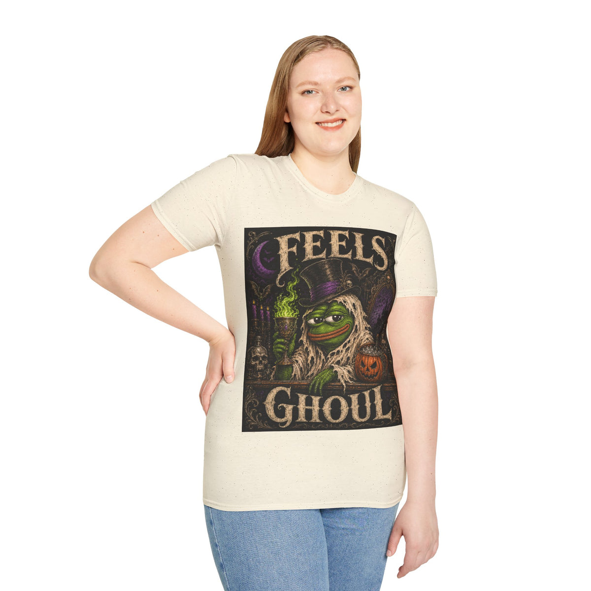 Feels Ghoul Halloween T‑Shirt — Spooky Witch Pepe Graphic