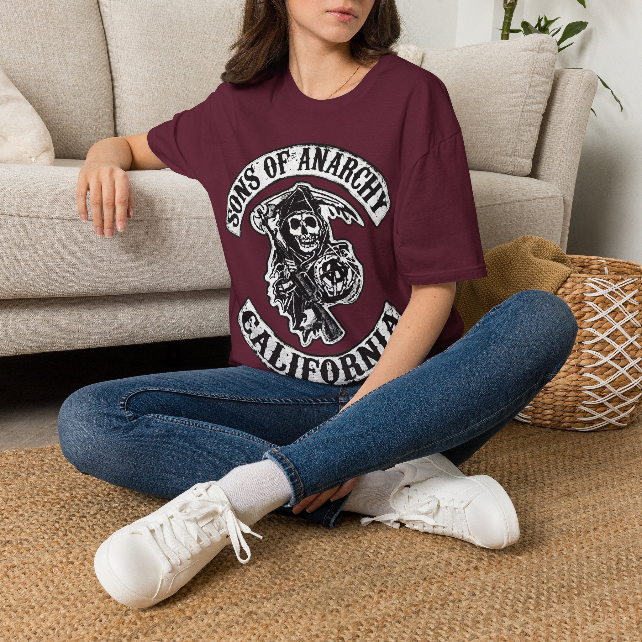 Sons of Anarchy Graphic T‑Shirt — Reaper Emblem California Biker Tee