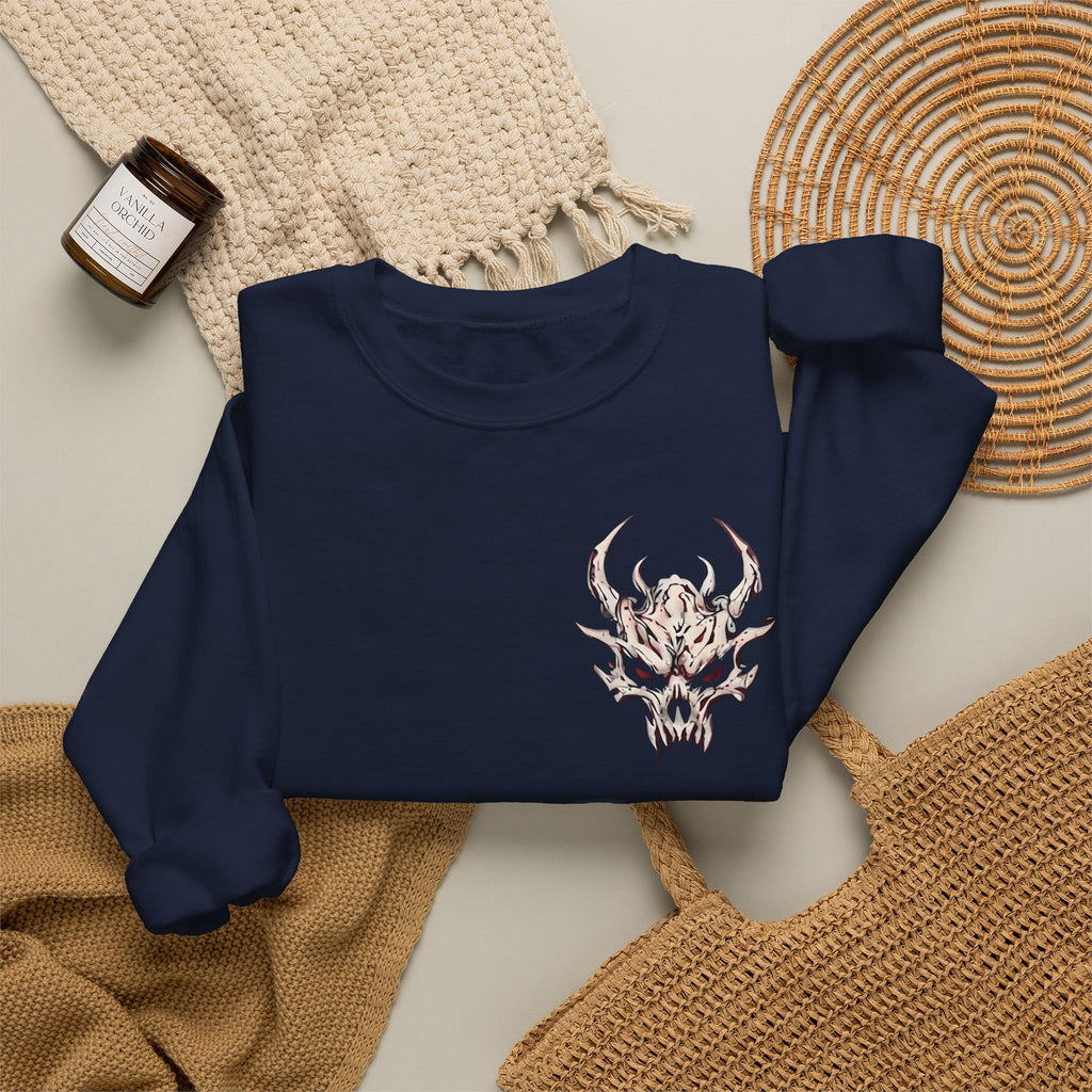 Dragon Skull Crewneck Sweatshirt — Gothic Eastern Dragon Chest Graphic