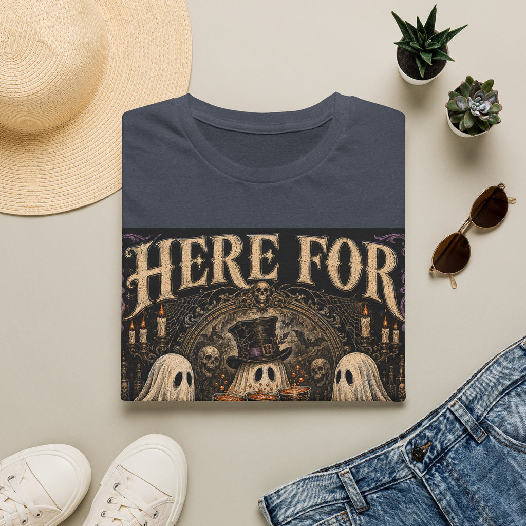 Halloween T‑Shirt — "Here For The Boos" Vintage Ghost & Skull Design