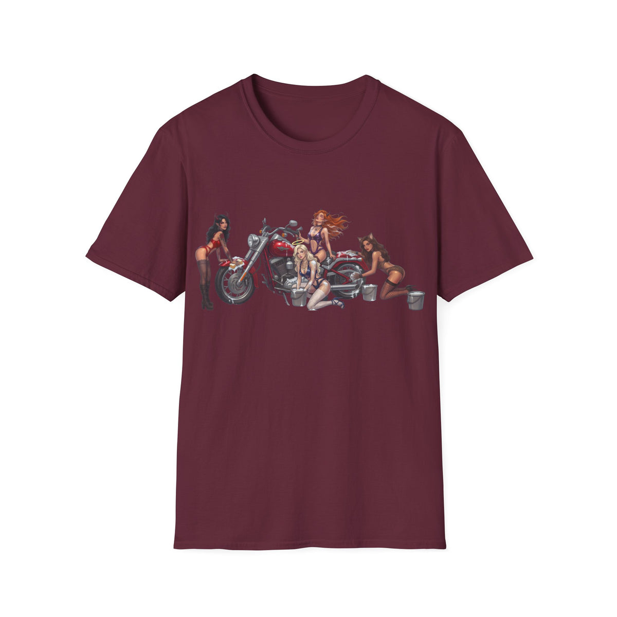 Biker Pinup T-Shirt — Vintage Motorcycle Pinup Girls Tee