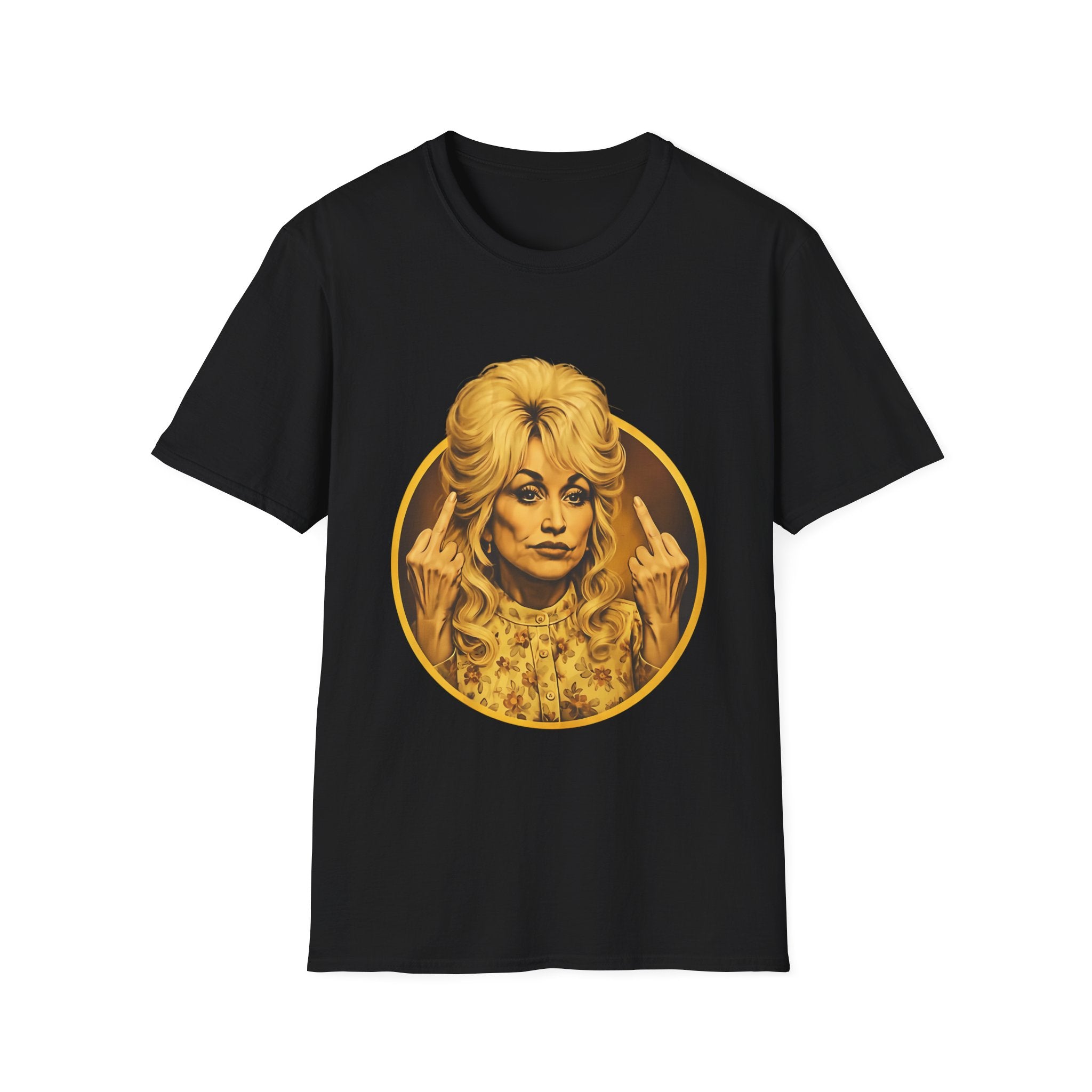 Dolly Middle Finger Portrait T-Shirt — Retro Attitude Graphic Tee