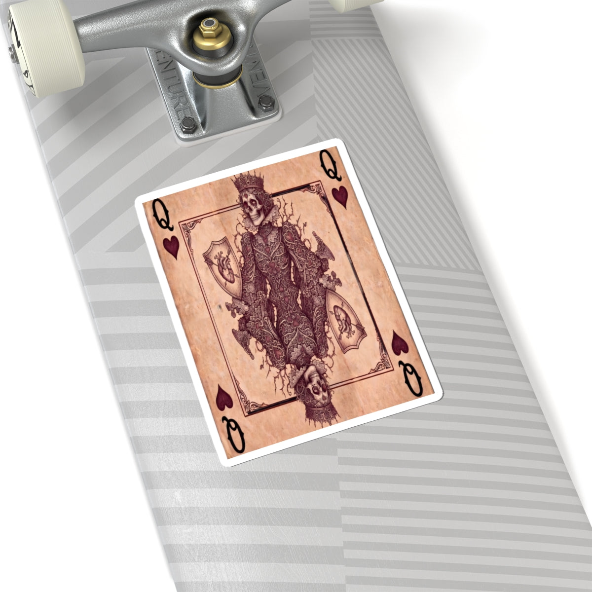 Vintage Queen of Hearts Skull Playing Card Kiss-Cut Sticker