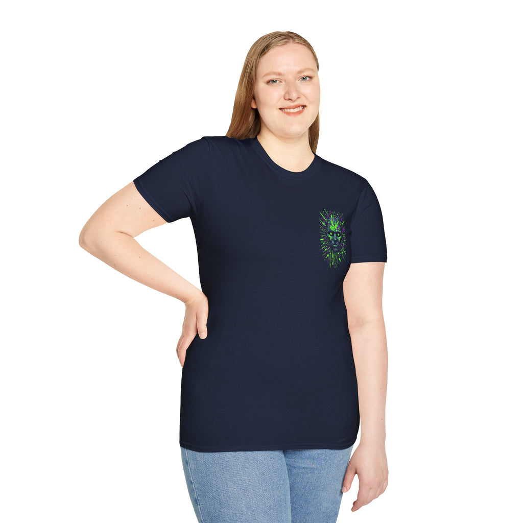 Neon Cyber Skull T-Shirt — Glowing Green Sci‑Fi Graphic Tee