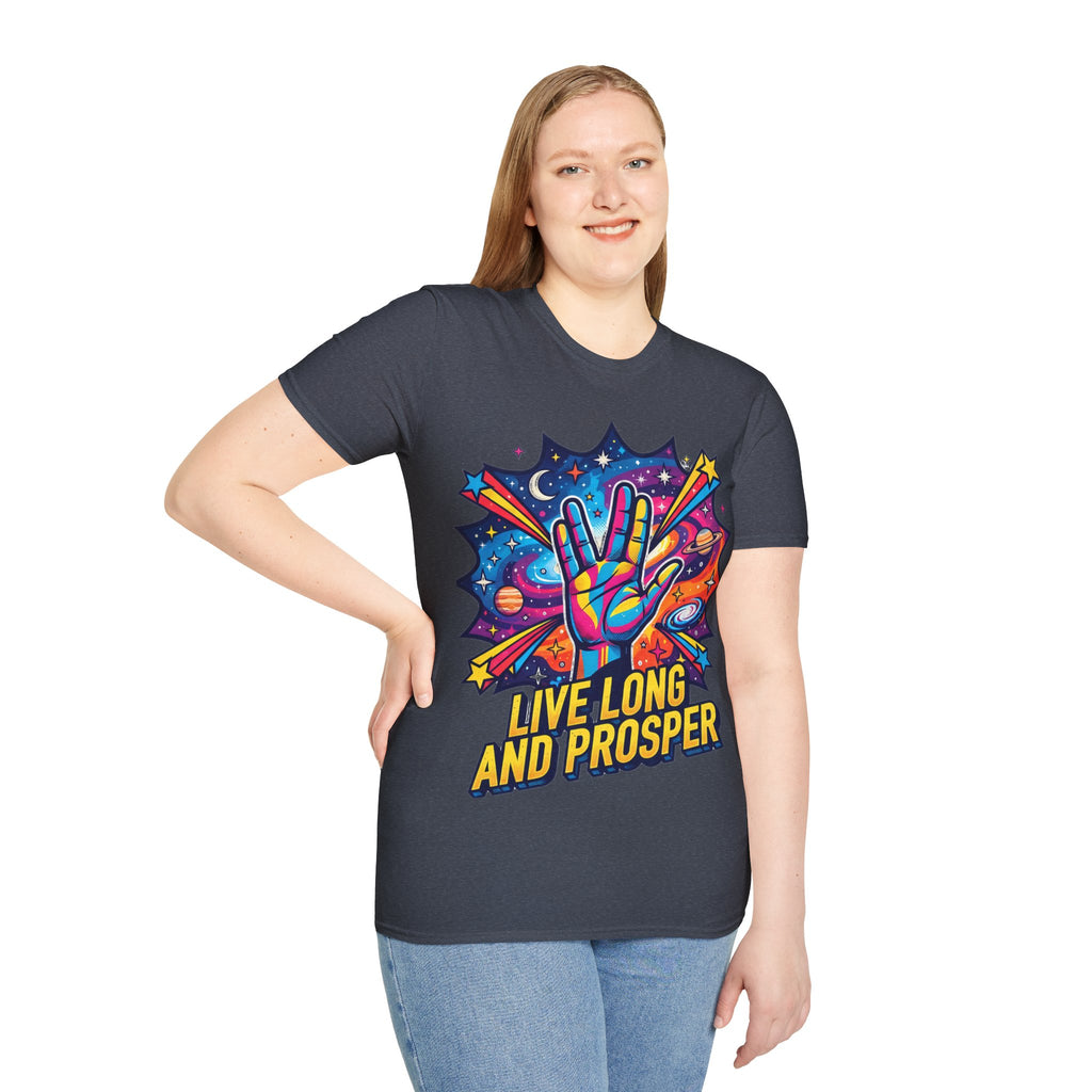 Live Long and Prosper T-Shirt — Colorful Space Vulcan Salute Tee