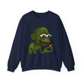 Crewneck Sweatshirt — Cartoon Goblin Holding Ring Graphic