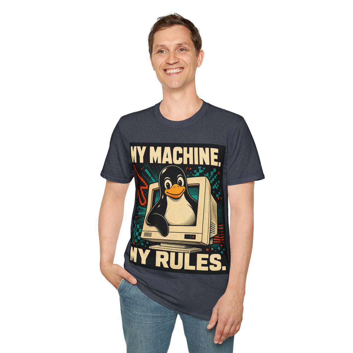 Retro Tux Penguin Tee — "My Machine, My Rules" Vintage Computer T-Shirt