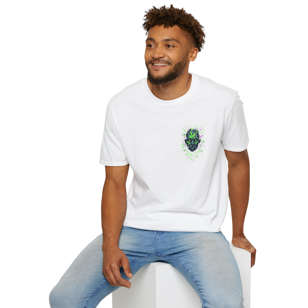 Neon Cyber Skull T-Shirt — Glowing Green Sci‑Fi Graphic Tee