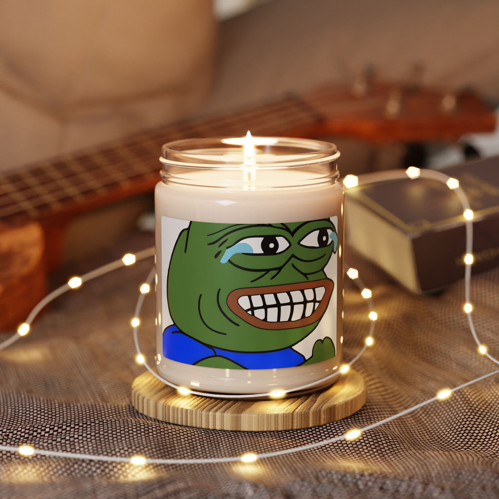 Soy Candle — Funny Pepe Grin Meme 9oz Scented Jar Candle