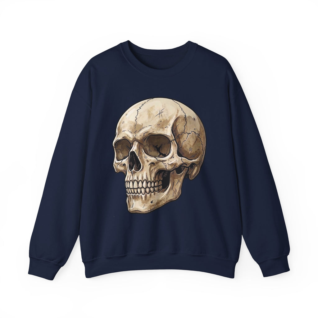Skull Art Crewneck Sweatshirt — Vintage Anatomical Skull Graphic